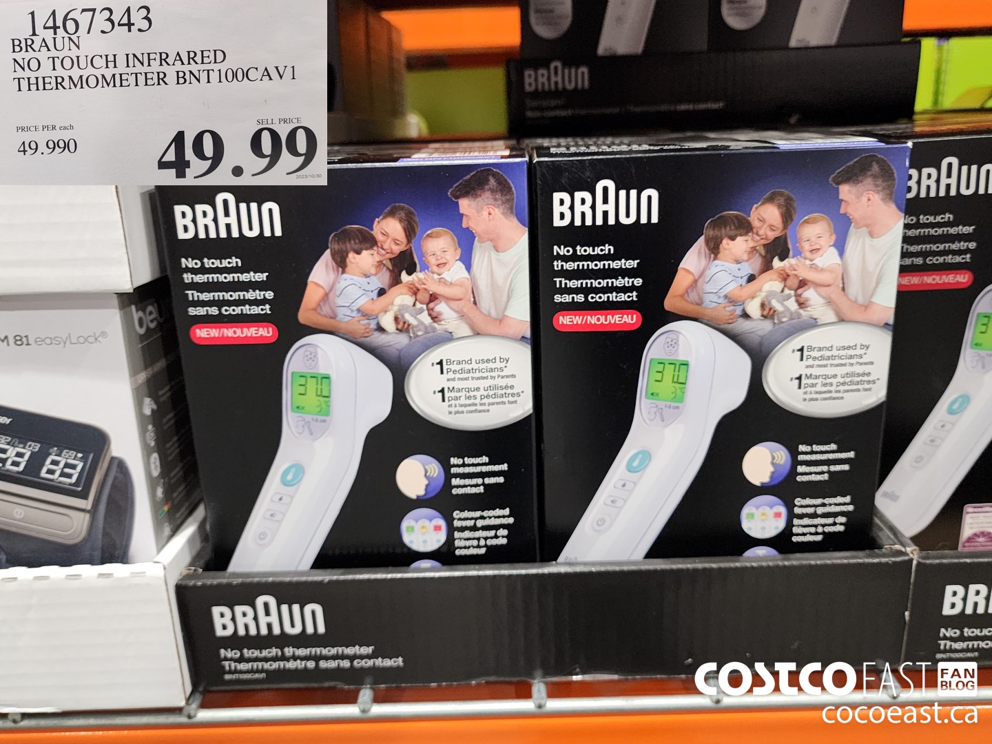 1467343 BRAUN NO TOUCH INFRARED THERMOMETER BNT100CAV1 $49.99