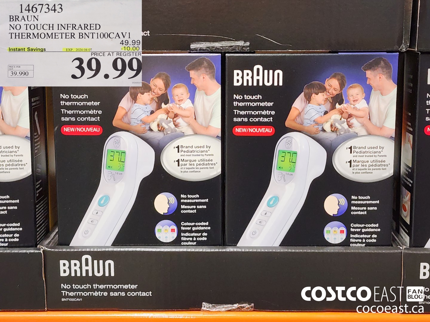 1467343 BRAUN NO TOUCH INFRARED THERMOMETER BNT100CAV1 ($10.00 INSTANT SAVINGS EXPIRES ON 2024-04-07) $39.99