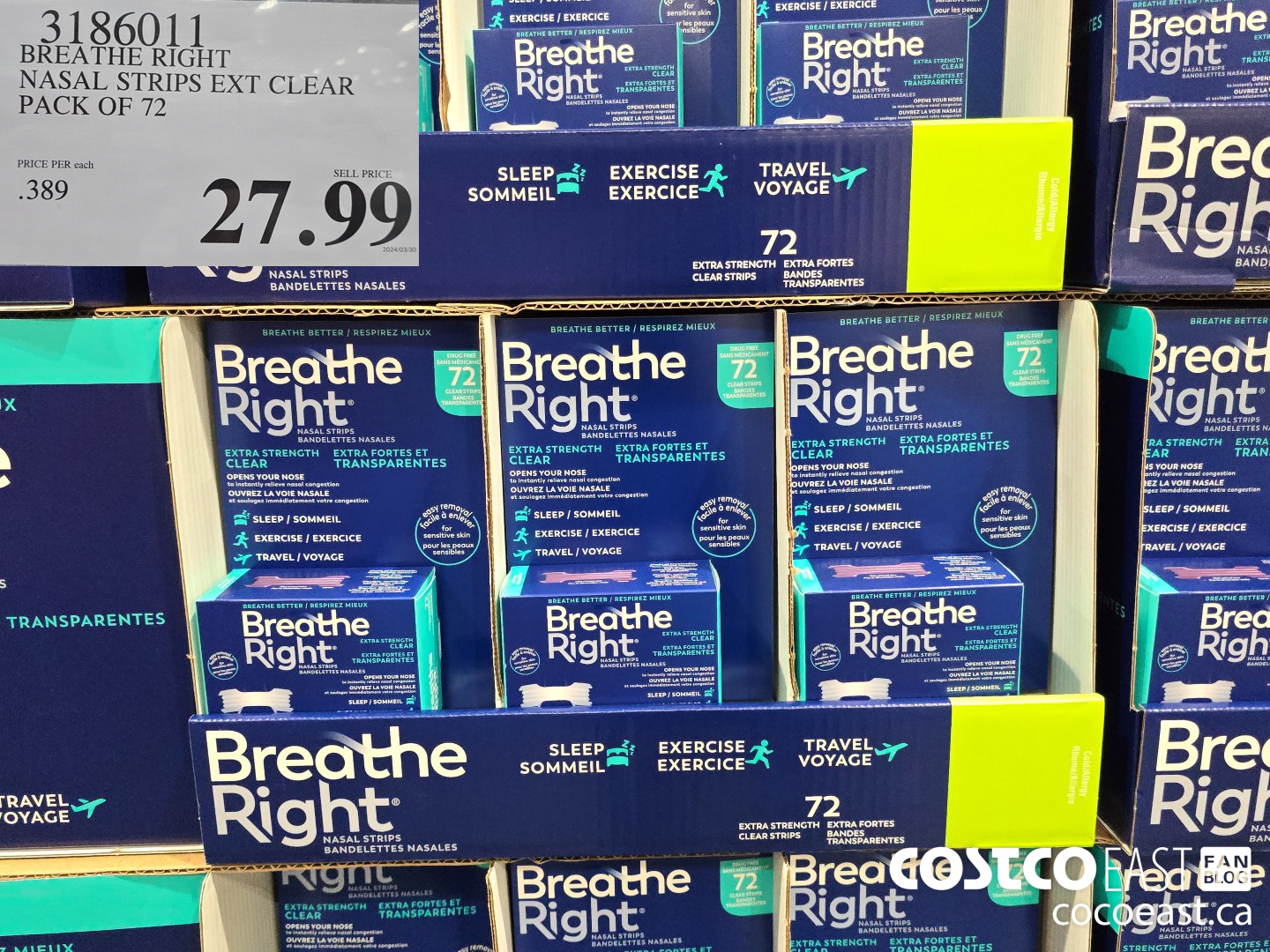 3186011 BREATHE RIGHT NASAL STRIPS EXT CLEAR PACK OF 72 $27.99