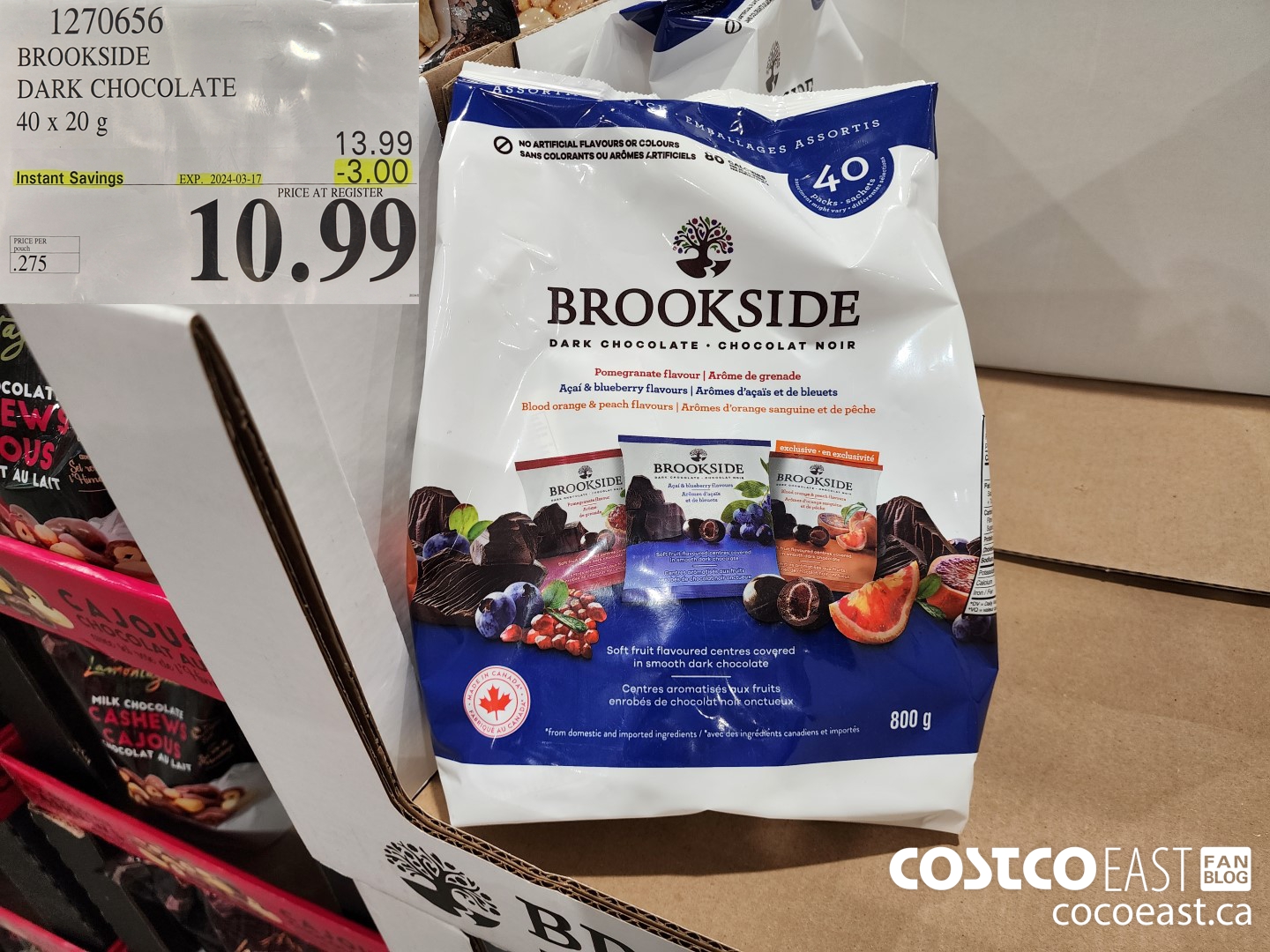 1270656 BROOKSIDE DARK CHOCOLATE 40 x 20 g ($3.00 INSTANT SAVINGS EXPIRES ON 2024-03-17) $10.99