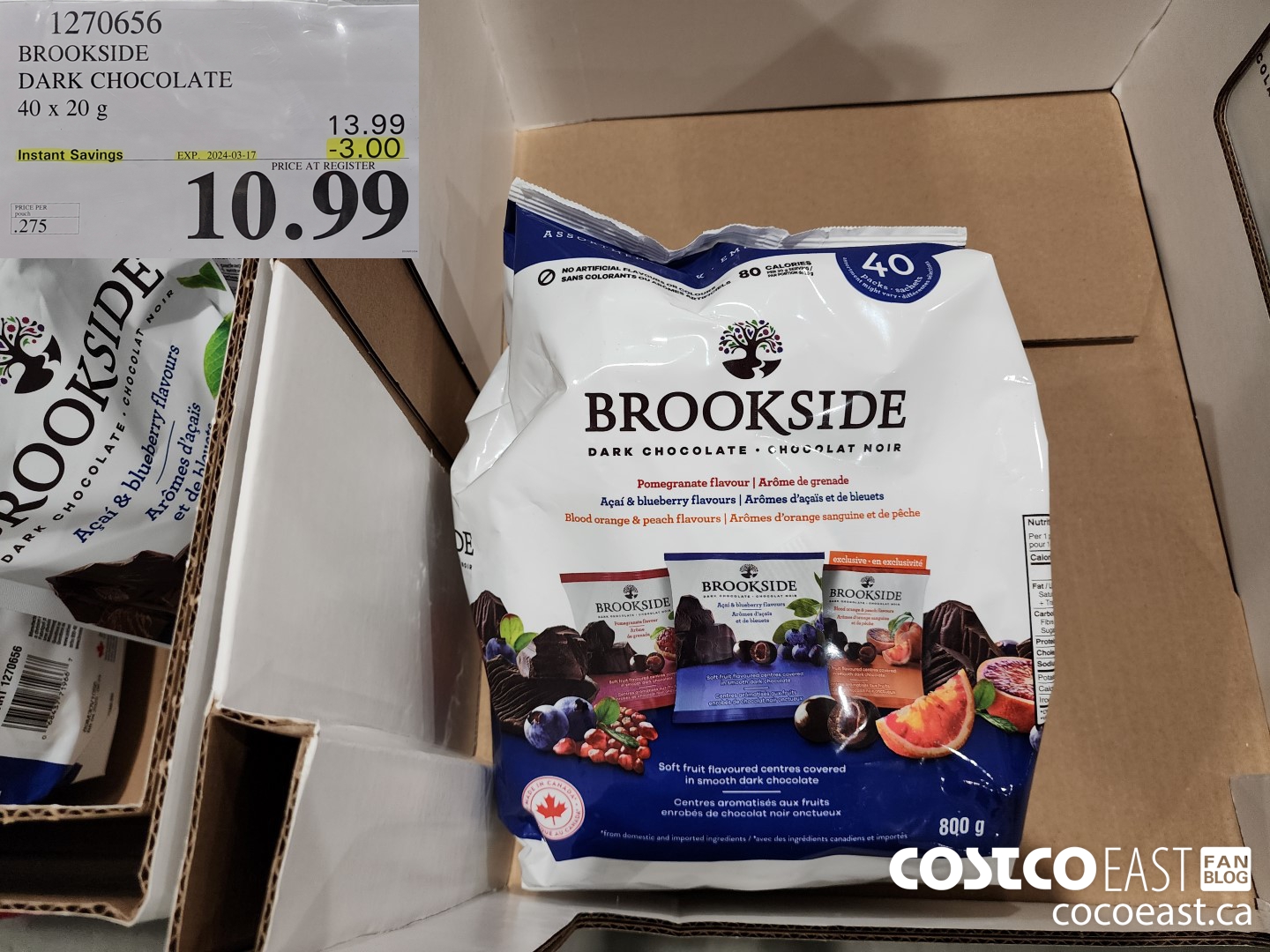 1270656 BROOKSIDE DARK CHOCOLATE 40 x 20 g ($3.00 INSTANT SAVINGS EXPIRES ON 2024-03-17) $10.99