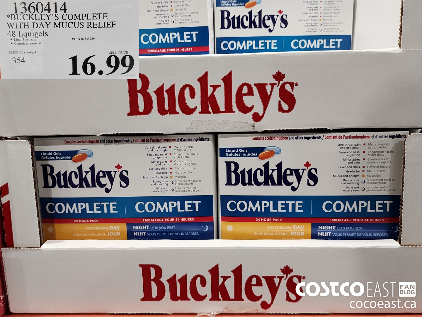 1360414 BUCKLEY'S COMPLETE WITH DAY MUCUS RELIEF 48 LIQUIGELS $16.99