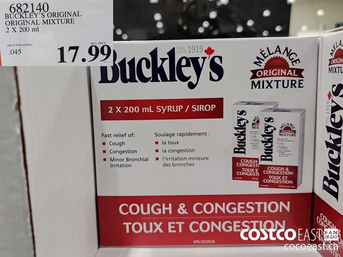682140 BUCKLEY'S ORIGINAL ORIGINAL MIXTURE 2 X 200 ML $17.99