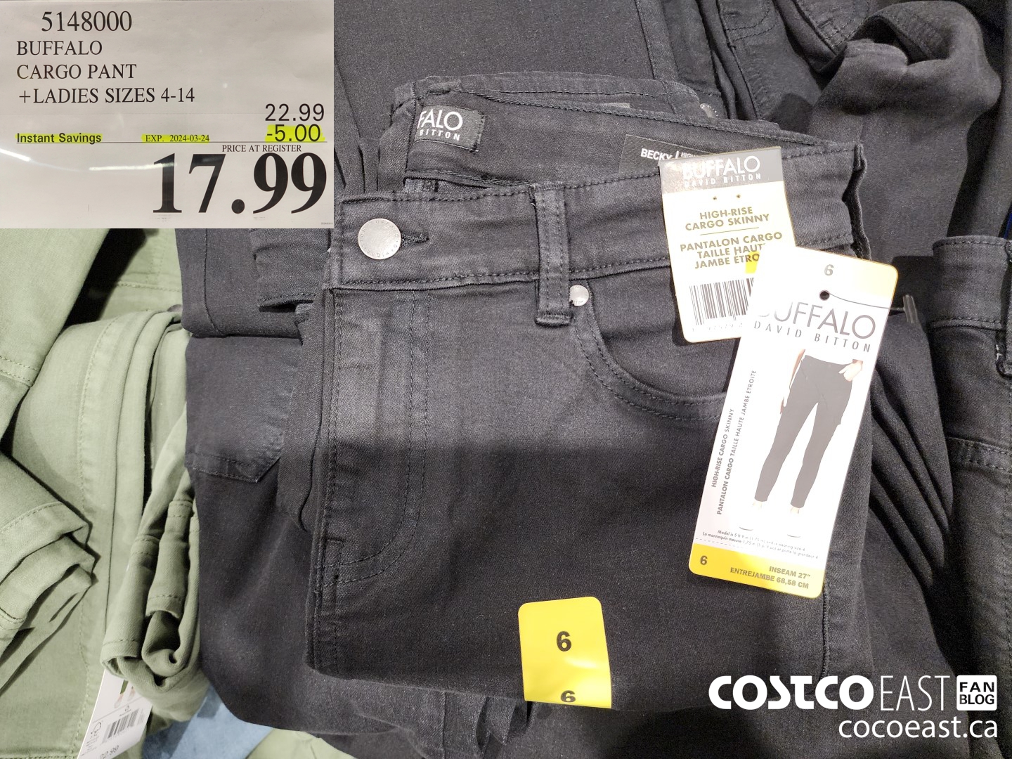 5148000 BUFFALO CARGO PANT + LADIES SIZES 4-14 ($5.00 INSTANT SAVINGS EXPIRES ON 2024-03-24) $17.99