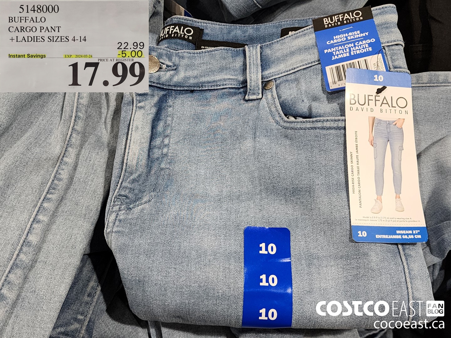 5148000 BUFFALO CARGO PANT + LADIES SIZES 4-14 ($5.00 INSTANT SAVINGS EXPIRES ON 2024-03-24) $17.99