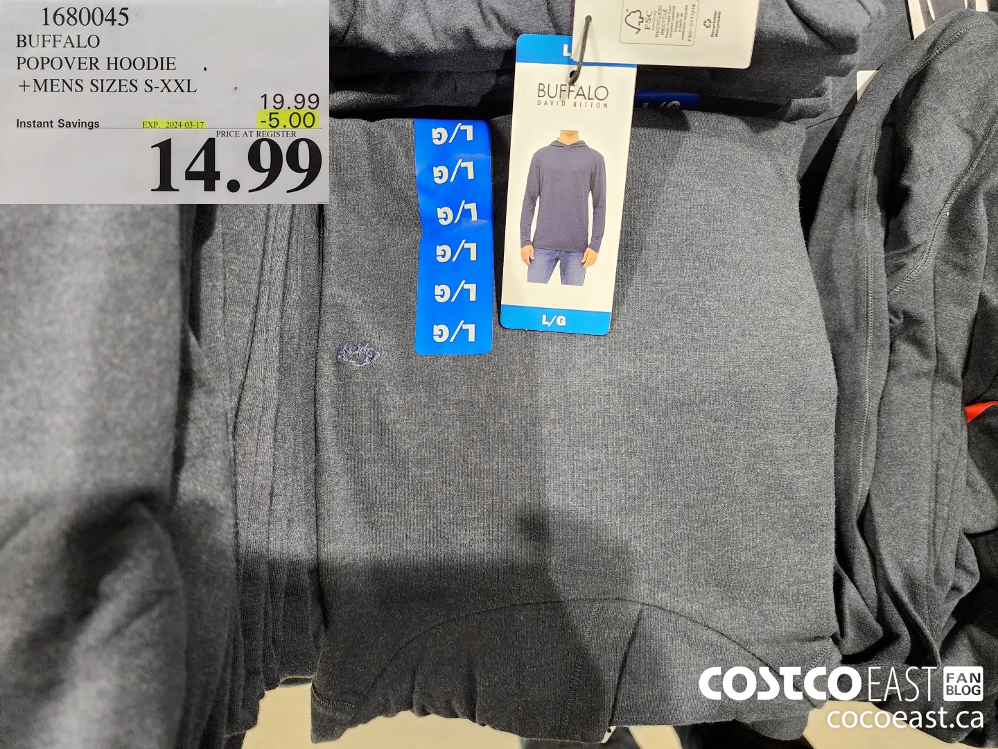 1680045 BUFFALO POPOVER HOODIE + MENS SIZES S-XXL ($5.00 INSTANT SAVINGS EXPIRES ON 2024-03-17) $14.99