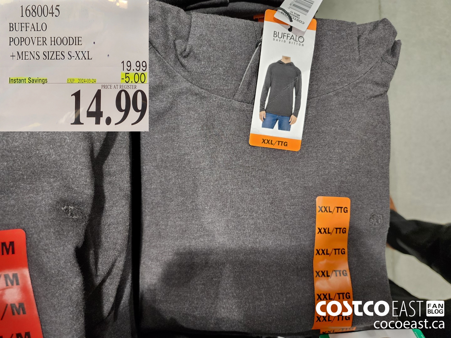 1680045 BUFFALO POPOVER HOODIE + MENS SIZES S-XXL ($5.00 INSTANT SAVINGS EXPIRES ON 2024-03-24) $14.99