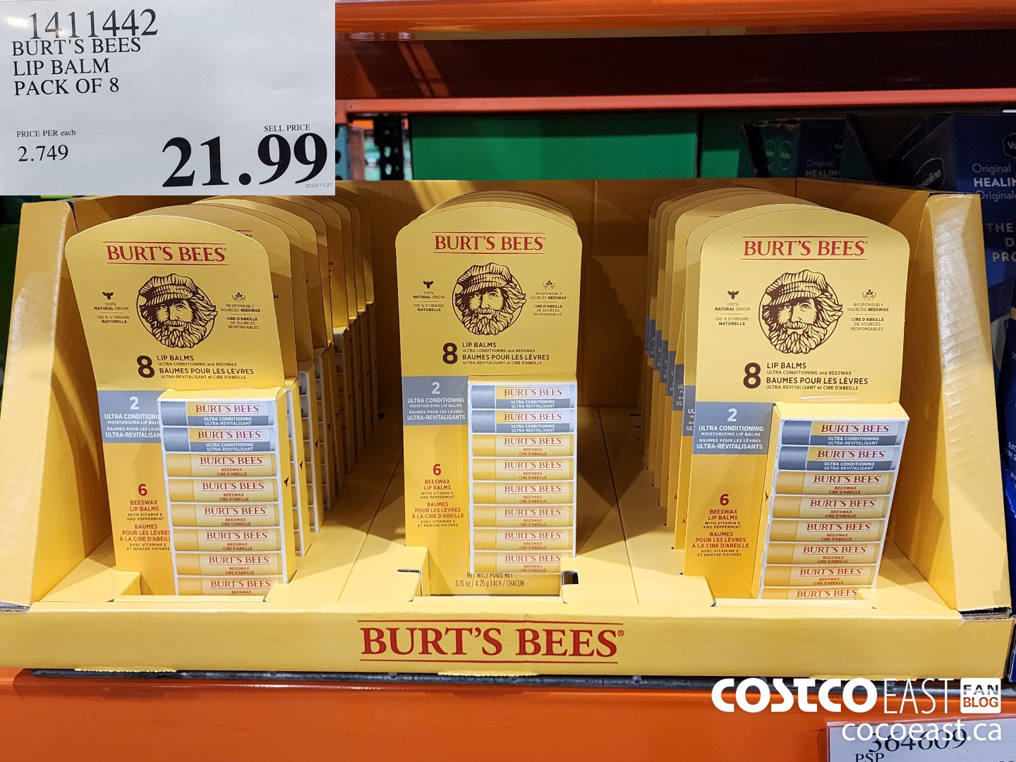 1411442 BURT'S BEES LIP BALM - PACK OF 8 $21.99