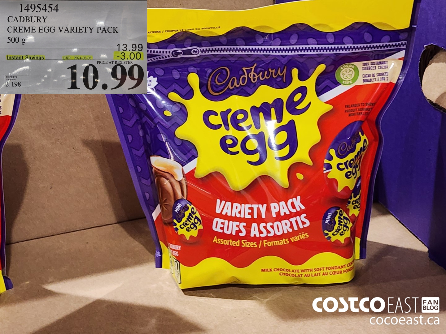 1495454 CADBURY CREME EGG VARIETY PACK 500g ($3.00 INSTANT SAVINGS EXPIRES ON 2024-03-03) $10.99