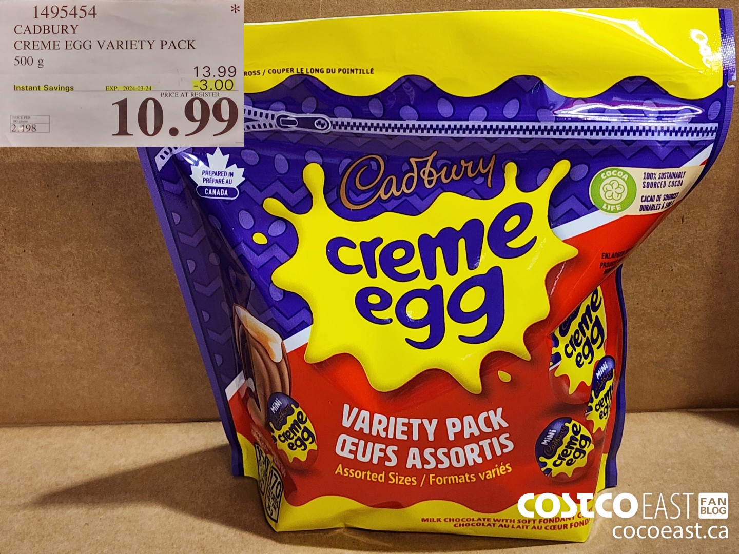 1495454 CADBURY CREME EGG VARIETY PACK 500g ($3.00 INSTANT SAVINGS EXPIRES ON 2024-03-24) $10.99