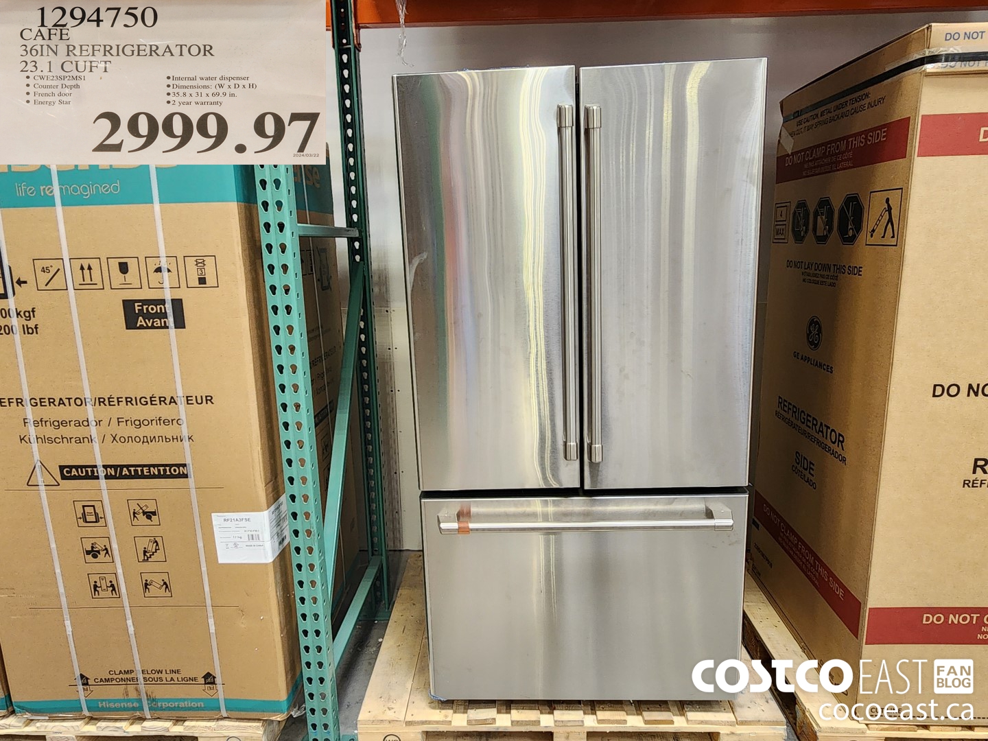 1294750 CAFE 36IN REFRIGERATOR 23.1 CUFT $2999.97