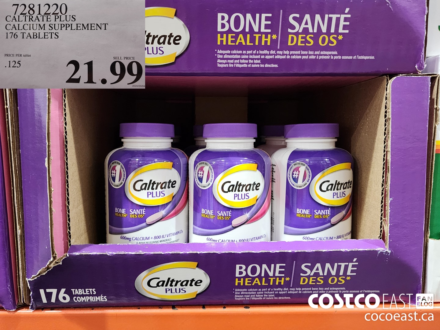 7281220 CALTRATE PLUS CALCIUM SUPPLEMENT 176 TABLETS $21.99