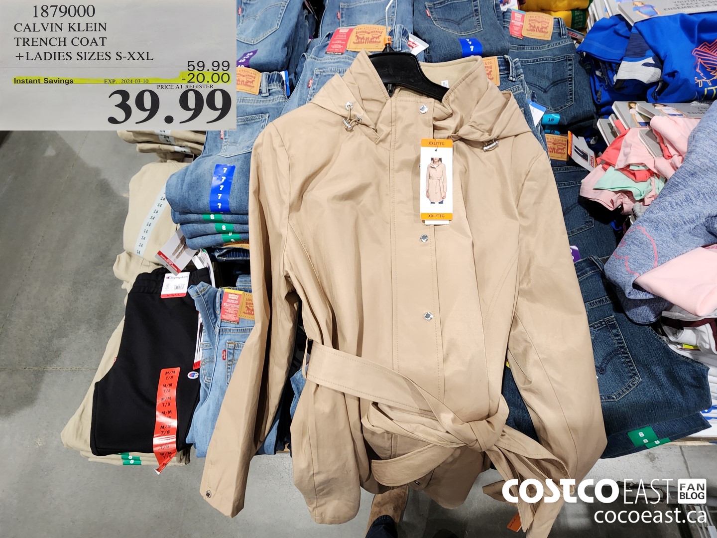 1879000 CALVIN KLEIN TRENCH COAT + LADIES SIZES S- XXL ($20.00 INSTANT SAVINGS EXPIRES ON 2024-03-10) $39.99