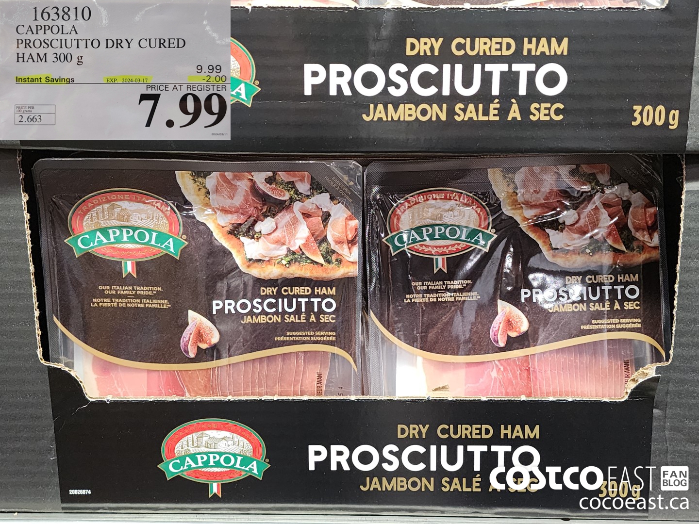 163810 CAPPOLA PROSCIUTTO DRY CURED HAM 300G ($2.00 INSTANT SAVINGS EXPIRES ON 2024-03-17) $7.99