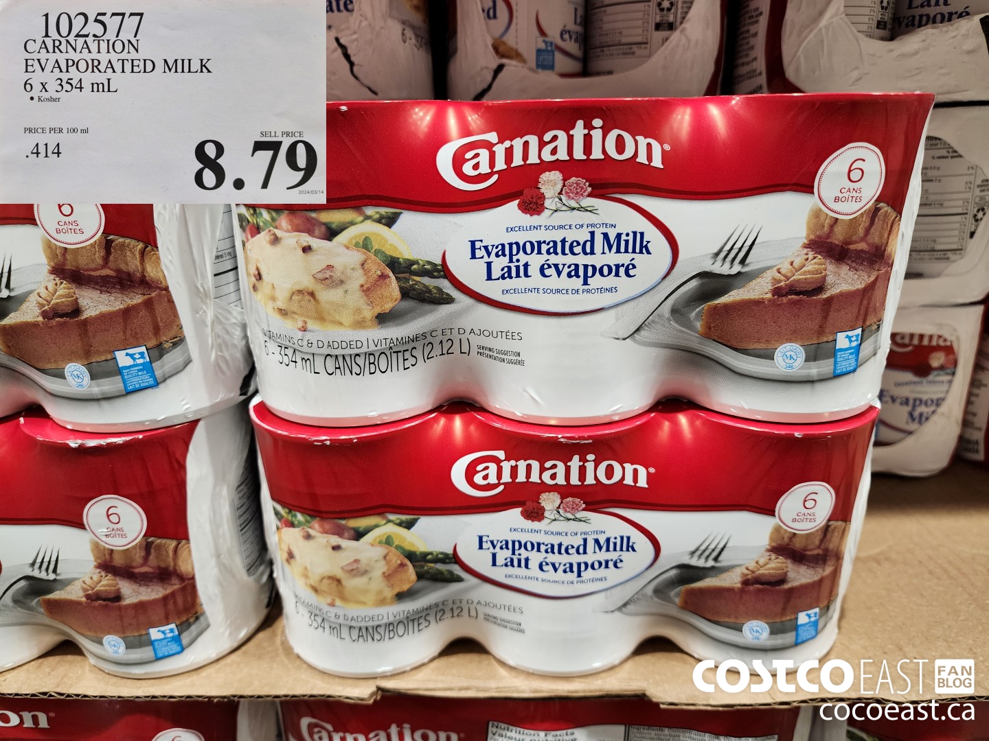 102577 CARNATION EVAPORATED MILK 6 x 354 mL $8.79