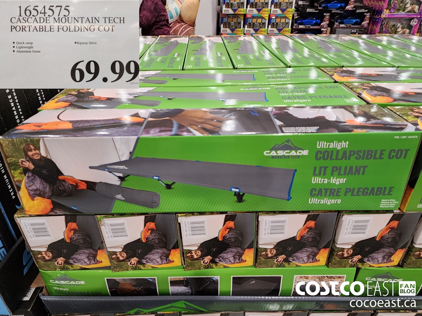 1654575 CASCADE MOUNTAIN TECH PORTABLE FOLDING COT $69.99