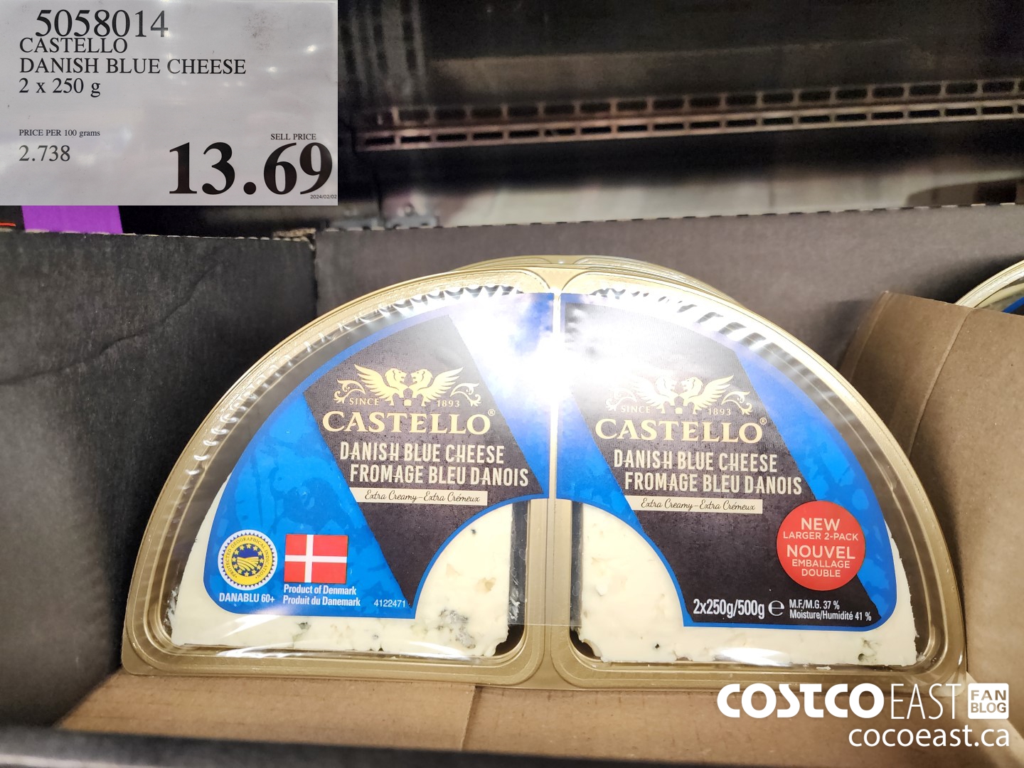 5058014 CASTELLO DANISH BLUE CHEESE 2 X 250G $13.69