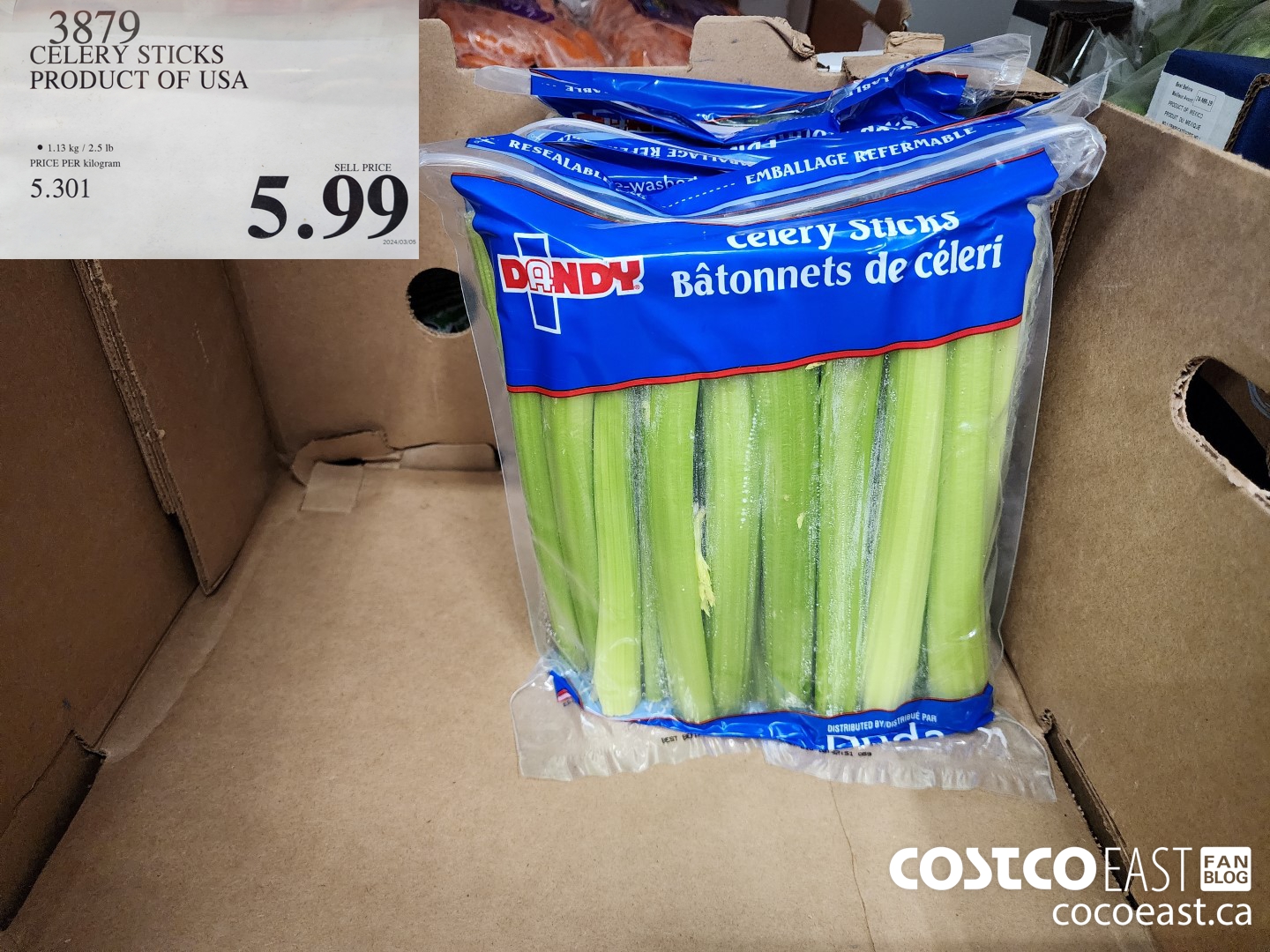 3879 CELERY STICKS PRODUCT OF USA $5.99
