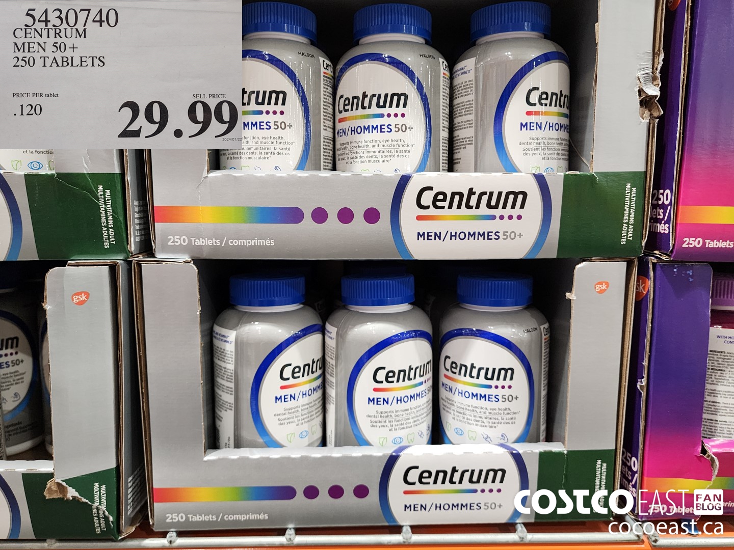 5430740 CENTRUM MEN 50+ 250 TABLETS $29.99