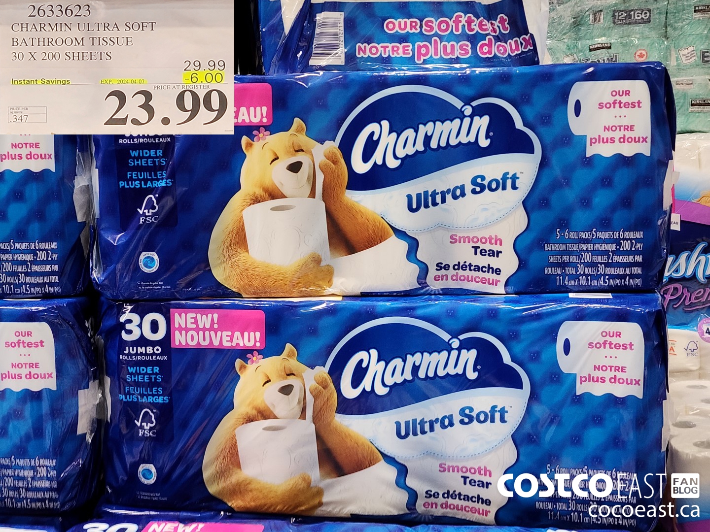 2633623 CHARMIN ULTRA SOFT BATHROOM TISSUE 30 X 200 SHEETS  ($6.00 INSTANT SAVINGS EXPIRES ON 2024-04-07) $23.99