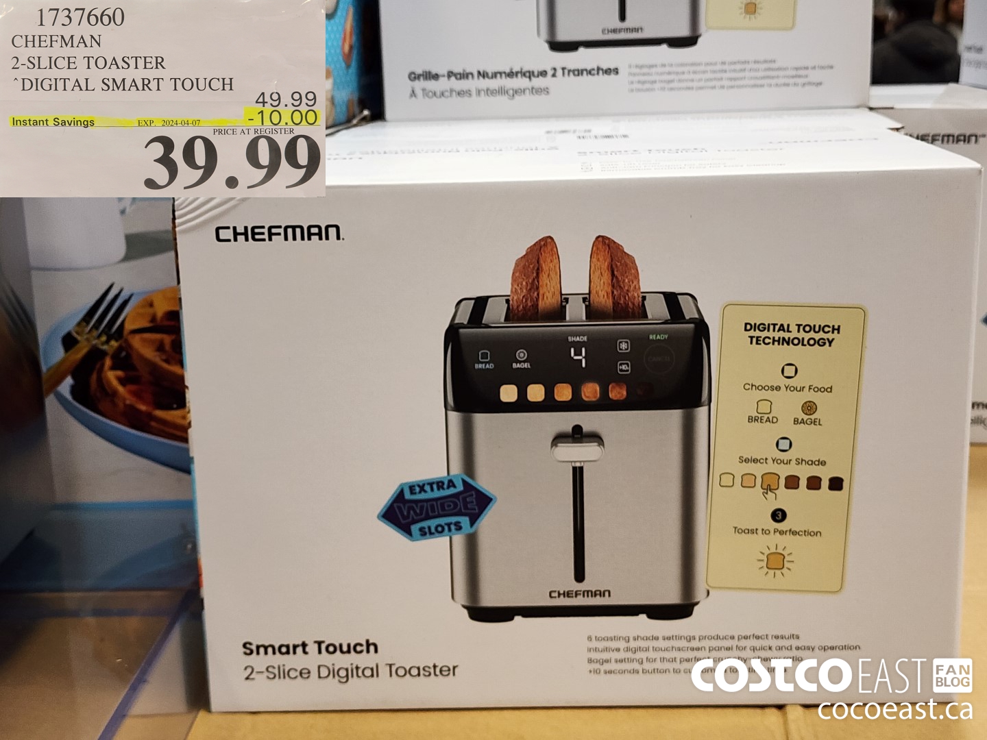 1737660 CHEFMAN 2-SLICE TOASTER ‘DIGITAL SMART TOUCH ($10.00 INSTANT SAVINGS EXPIRES ON 2024-04-07) $39.99