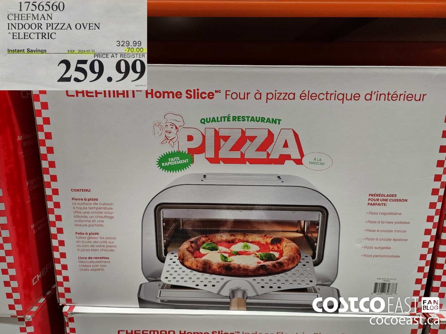 1756560 CHEFMAN INDOOR PIZZA OVEN “ELECTRIC ($70.00 INSTANT SAVINGS EXPIRES ON 2024-03-31) $259.99