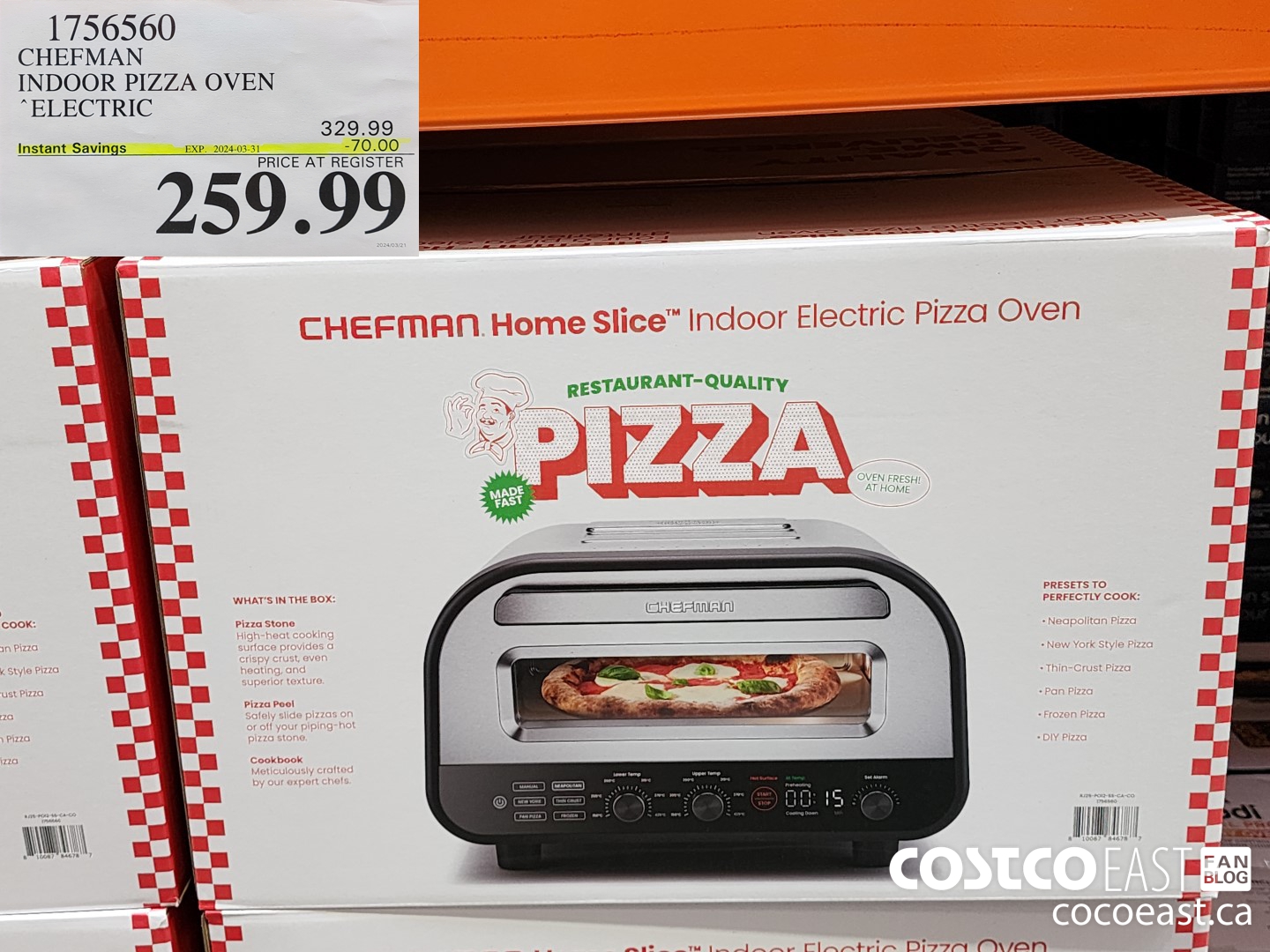 1756560 CHEFMAN INDOOR PIZZA OVEN “ELECTRIC  ($70.00 INSTANT SAVINGS EXPIRES ON 2024-03-31) $259.99