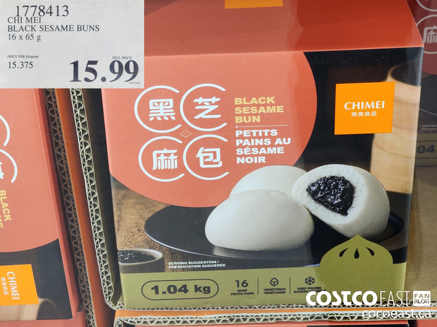 1778413 CHI MEI BLACK SESAME BUNS 16 X 65 G $15.99