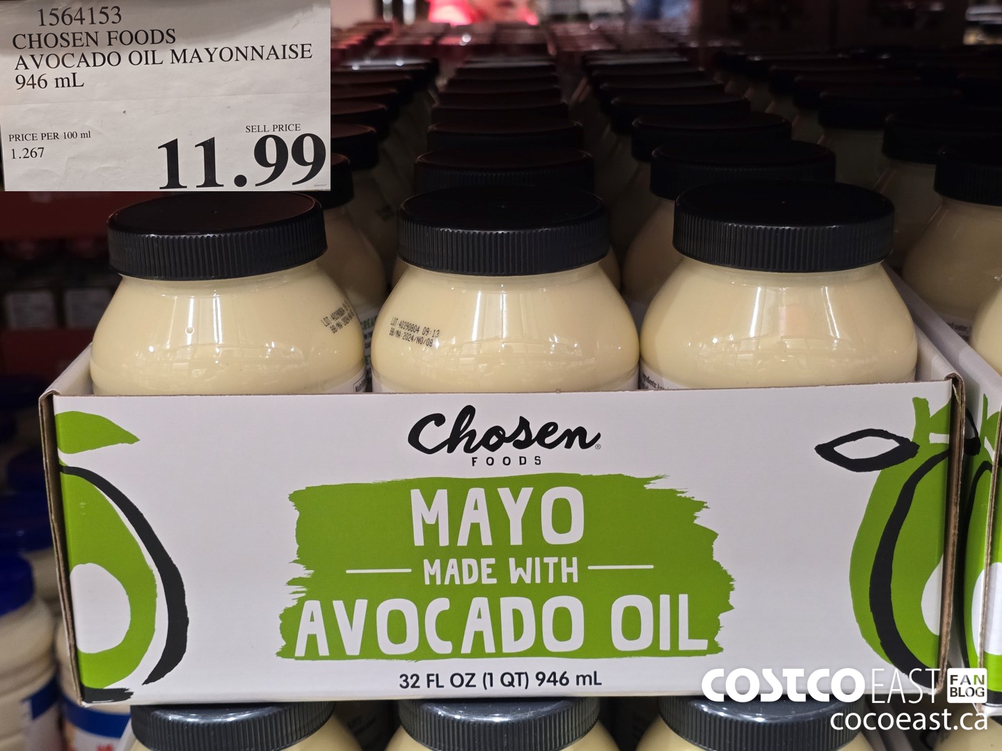 1564153 CHOSEN FOODS AVOCADO OIL MAYONNAISE 946 mL $11.99