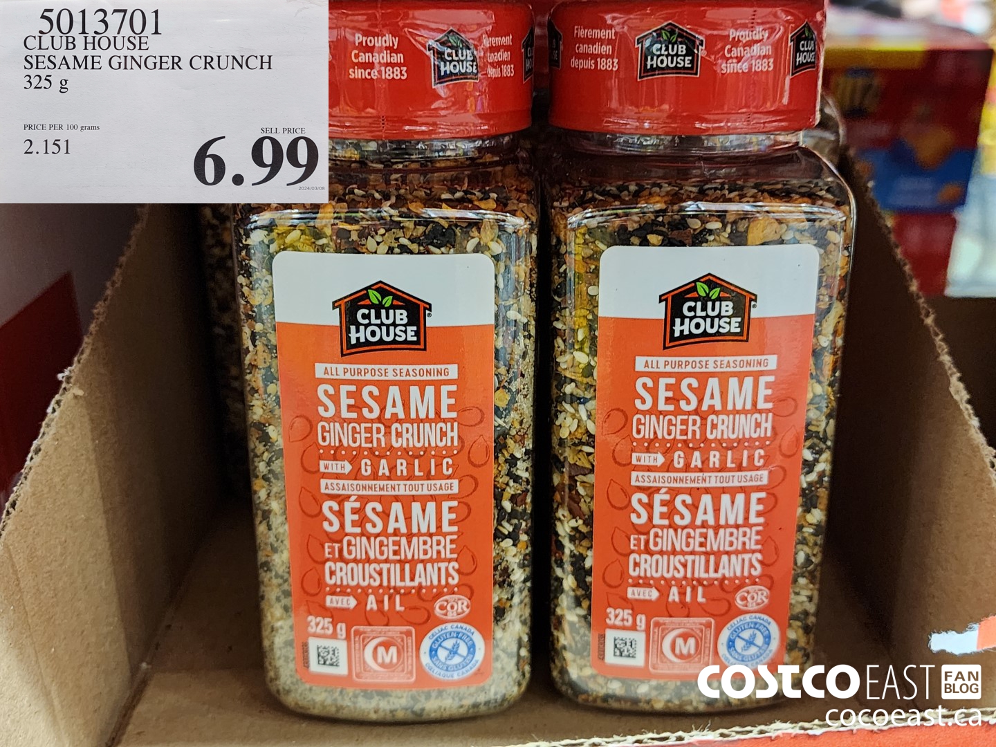 5013701 CLUB HOUSE SESAME GINGER CRUNCH 325 G $6.99