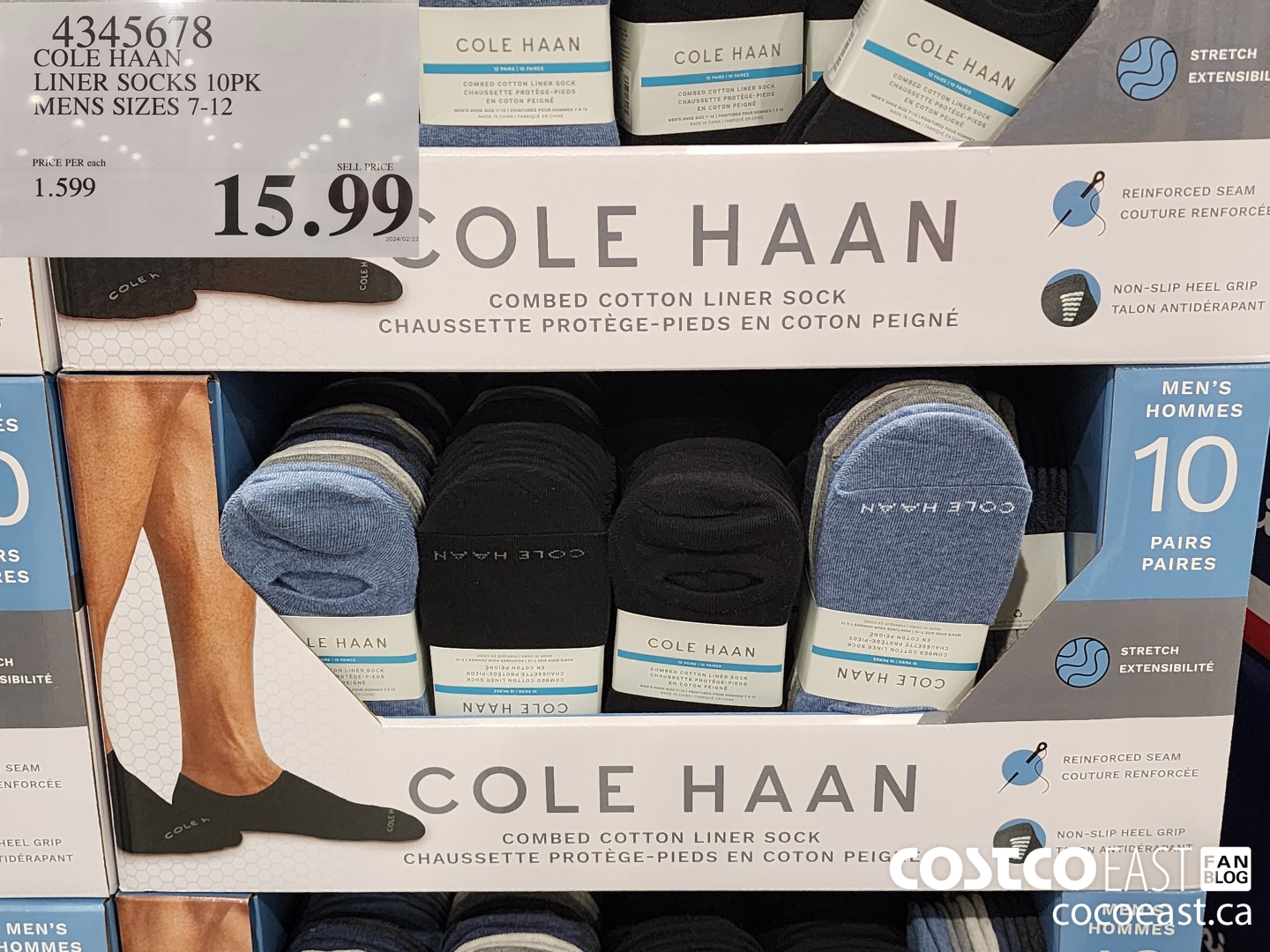 4345678 COLE HAAN LINER SOCK 10PK MENS SIZES 7-12 $15.99