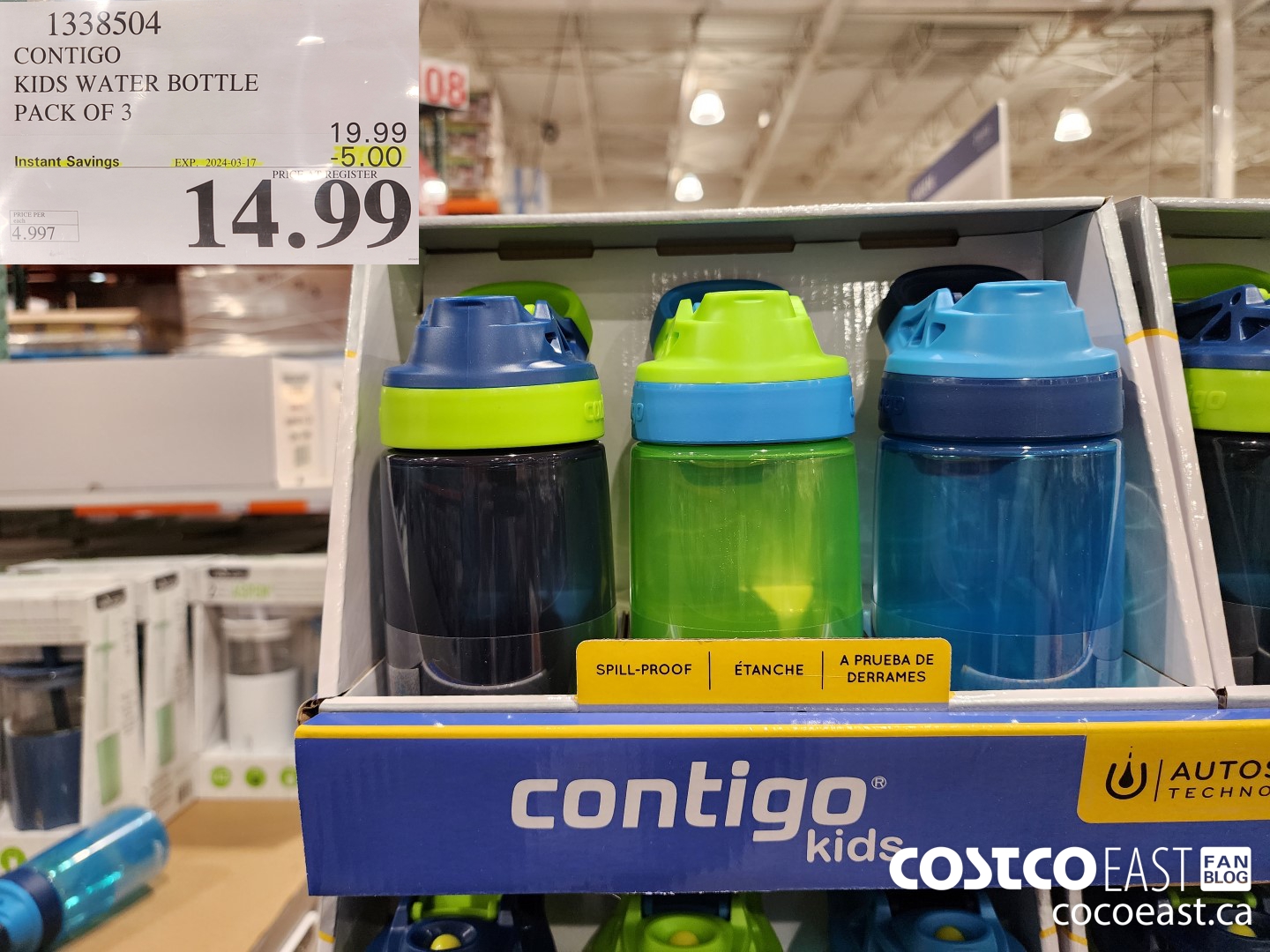 1338504 CONTIGO KIDS WATER BOTTLE PACK OF 3 ($5.00 INSTANT SAVINGS EXPIRES ON 2024-03-17) $14.99