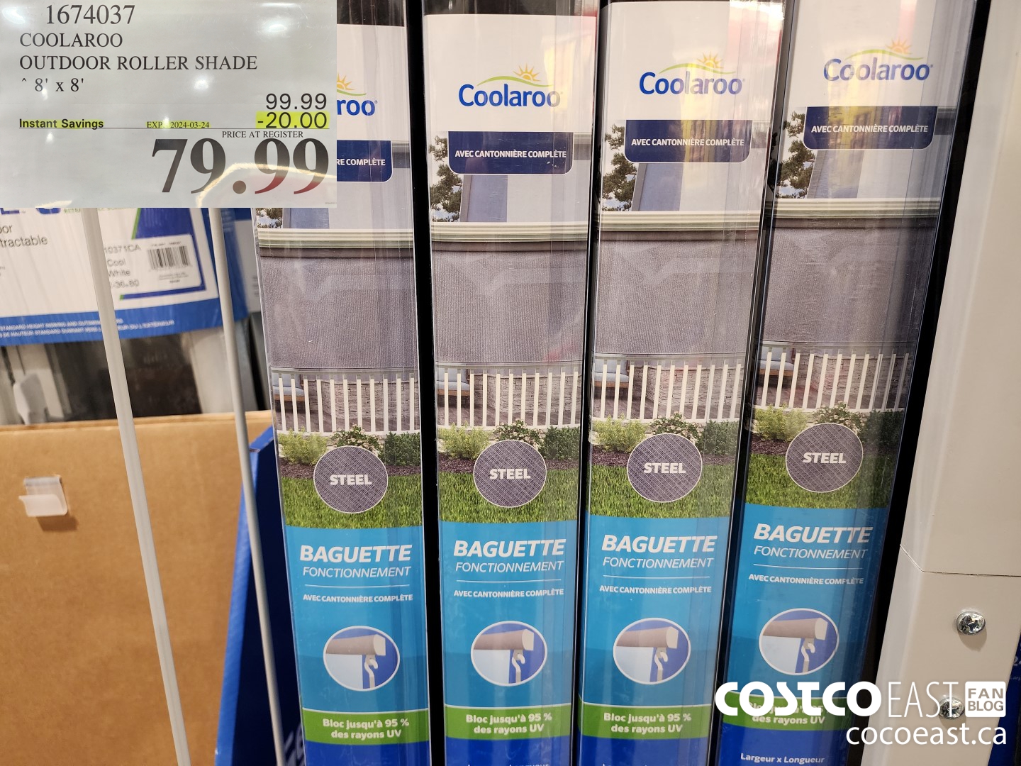 1674037 COOLAROO OUTDOOR ROLLER SHADE 8' X 8' 2024-003-24 ($20.00 INSTANT SAVINGS) $79.99