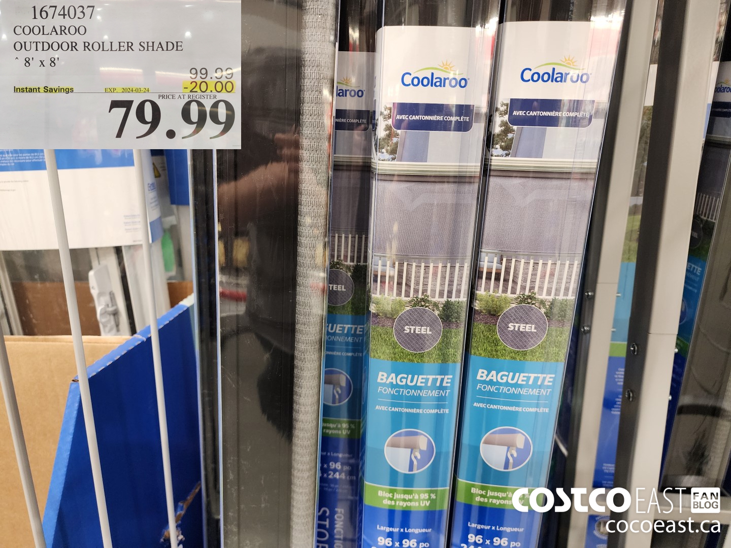 1674037 COOLAROO OUTDOOR ROLLER SHADE 8' X 8' ($20.00 INSTANT SAVINGS EXPIRES ON 2024-03-24) $79.99