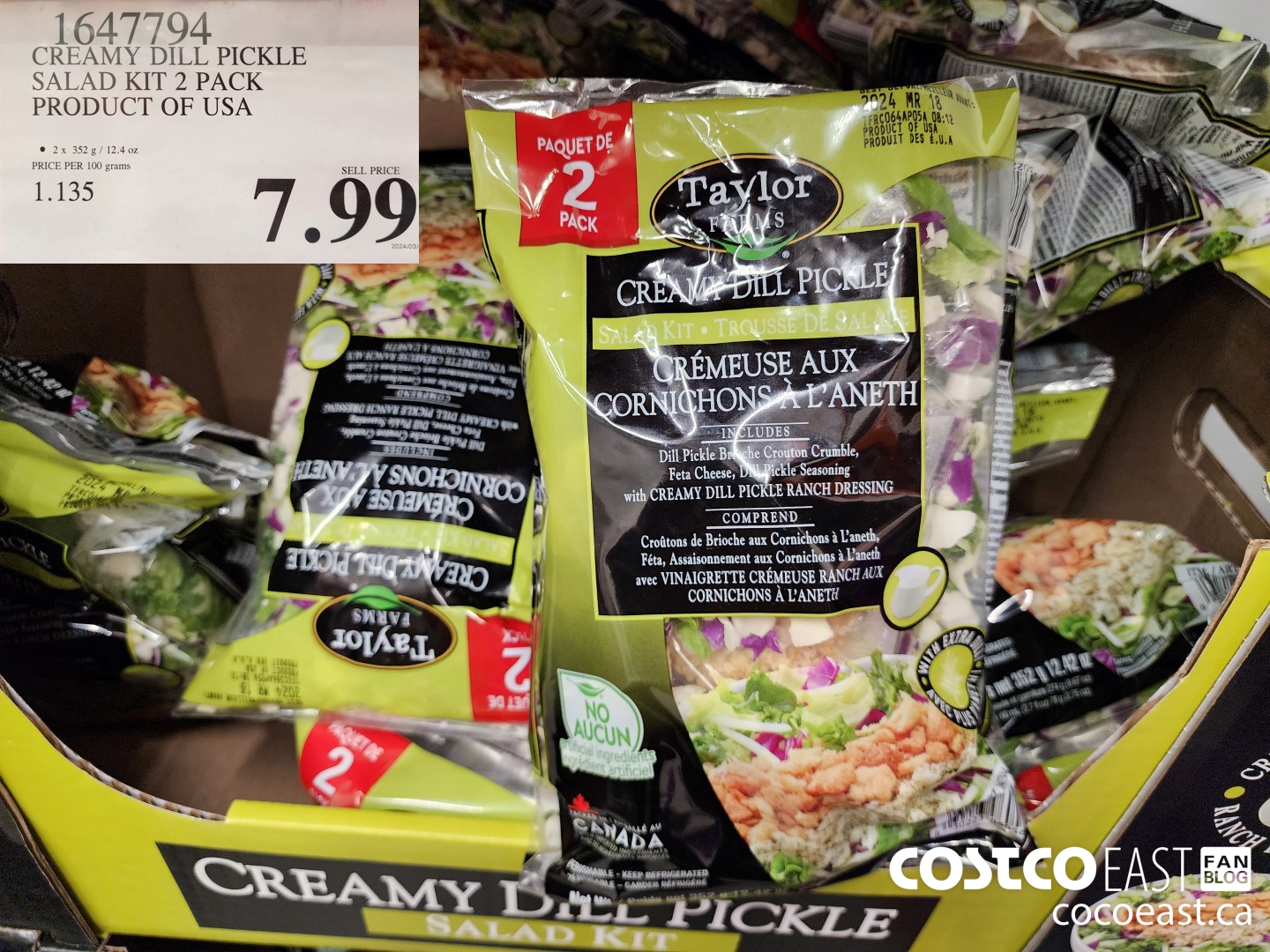 1647794 CREAMY DILL PICKLE SALAD KIT 2-PACK PRODUCT OF USA $7.99