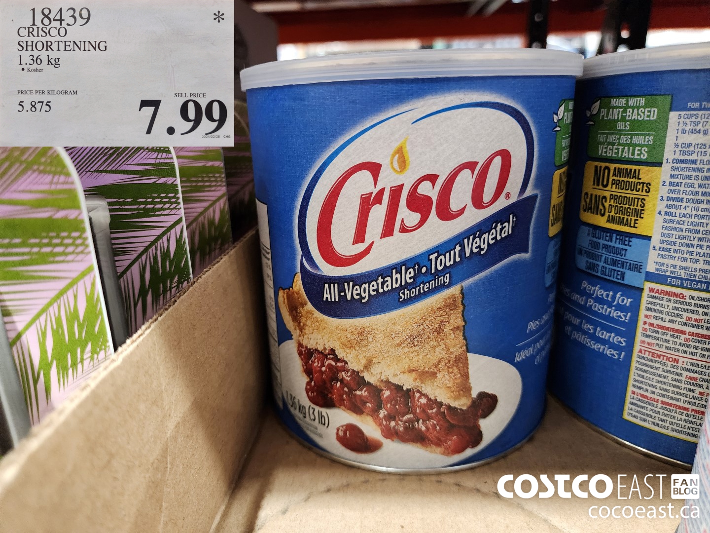 18439 CRISCO SHORTENING 1.36 kg $7.99