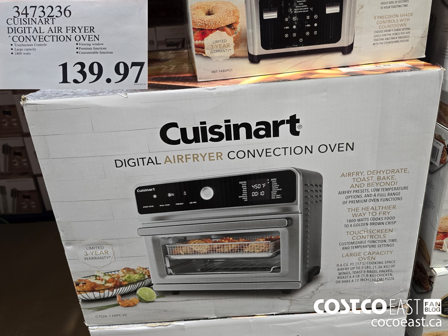 3473236 CUISINART DIGITAL AIR FRYER CONVECTION OVEN $139.97