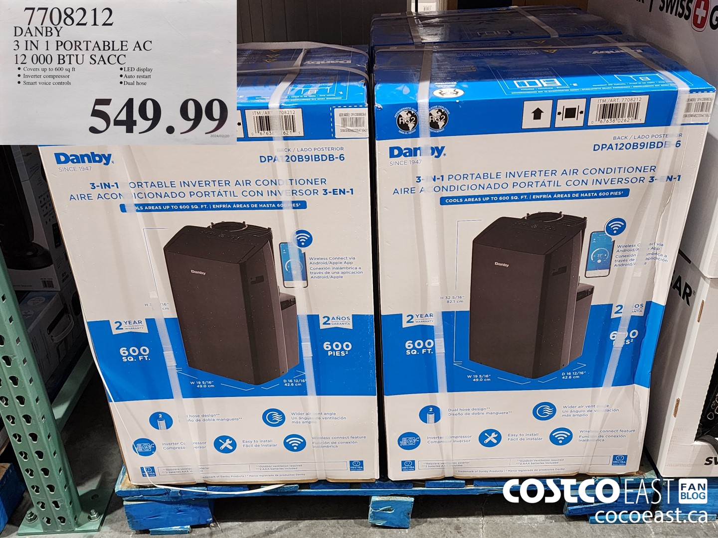 7708212 DANBY 3 IN 1 PORTABLE AC 12000 BTU SACC $549.99