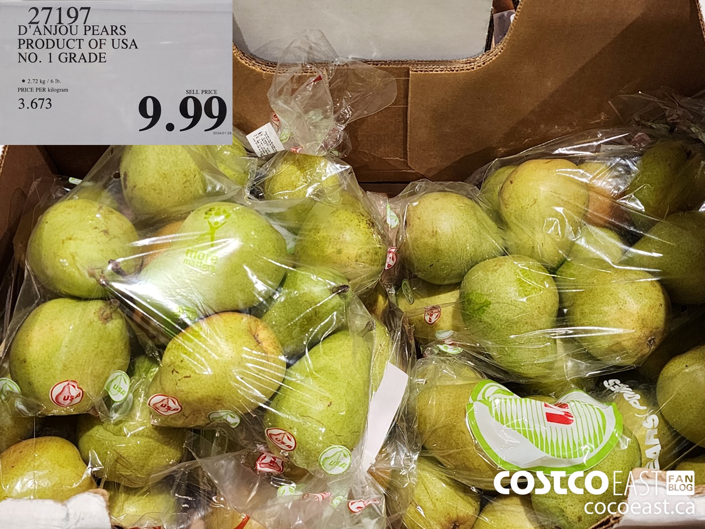 27197 D'ANJOU PEARS PRODUCT OF USA NO. 1 GRADE $9.99