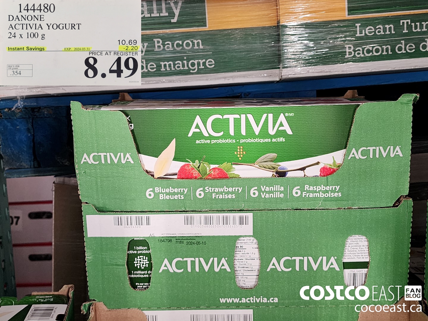 144480 DANONE ACTIVIA YOGURT 24 X 100 G ($2.20 INSTANT SAVINGS EXPIRES ON 2024-03-31) $8.49