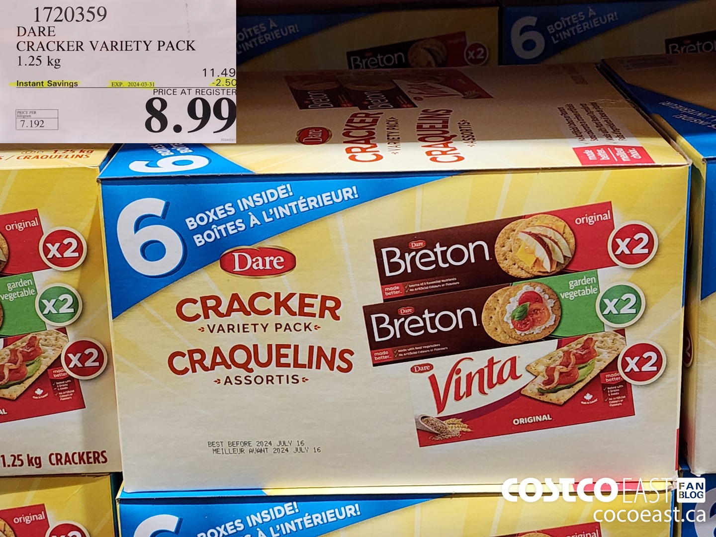 1720359 DARE CRACKER VARIETY PACK 1.25 kg ($2.50 INSTANT SAVINGS EXPIRES ON 2024-03-31) $8.99