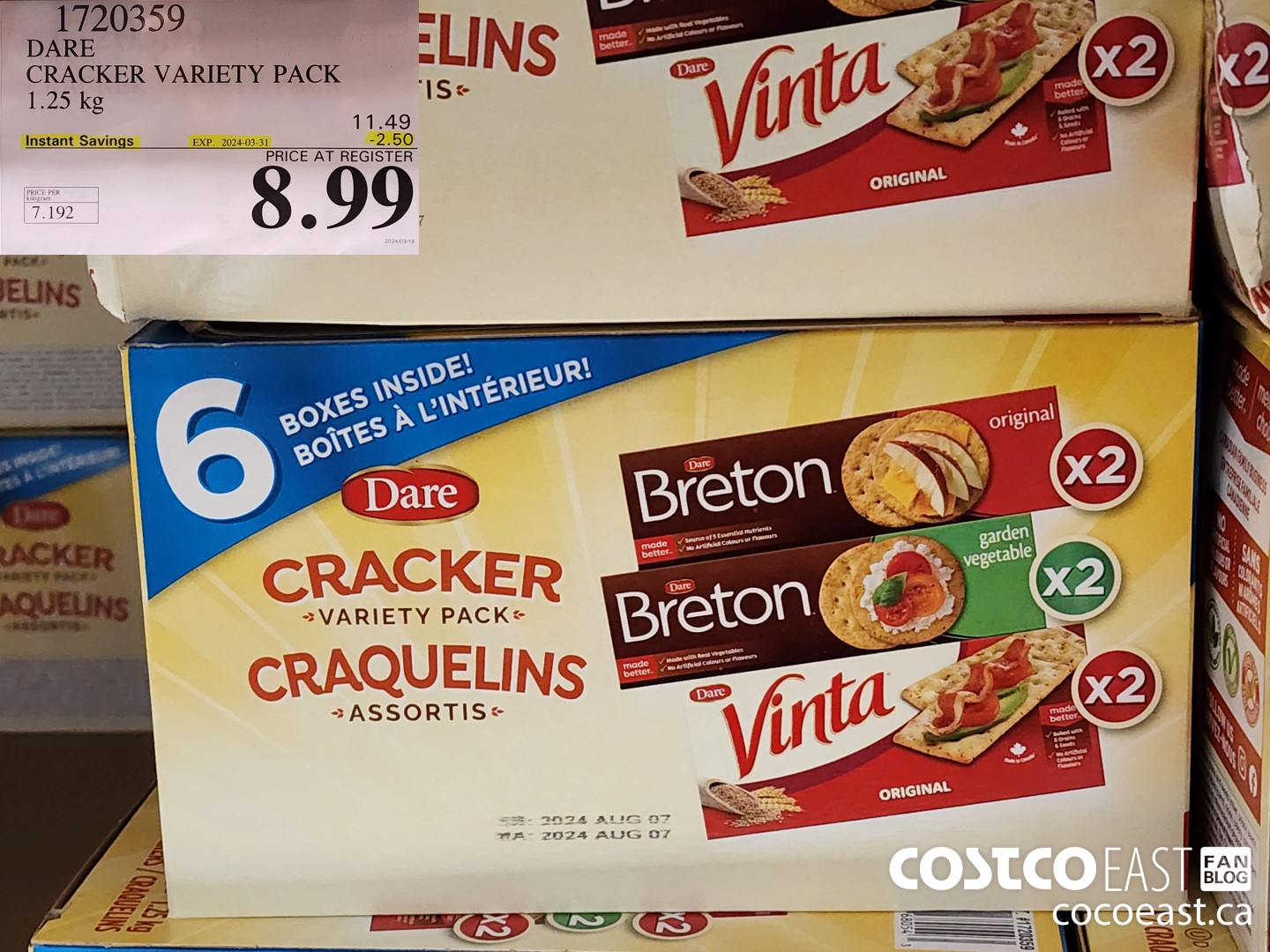 1720359 DARE CRACKER VARIETY PACK 1.25 kg ($2.50 INSTANT SAVINGS EXPIRES ON 2024-03-31) $8.99