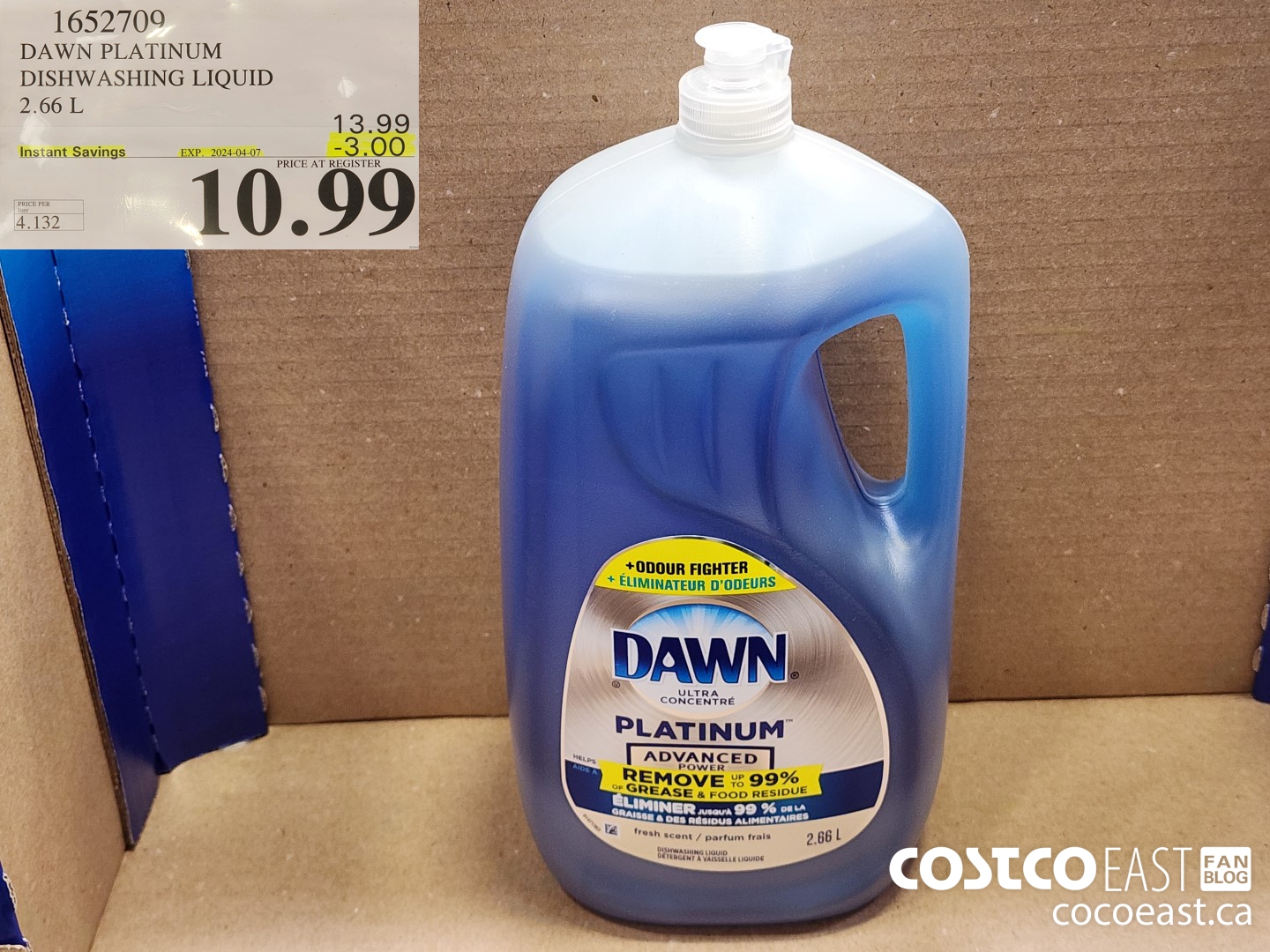 1652709 DAWN PLATINUM DISHWASHER LIQUID 2.66L ($3.00 INSTANT SAVINGS EXPIRES ON 2024-04-07) $10.99