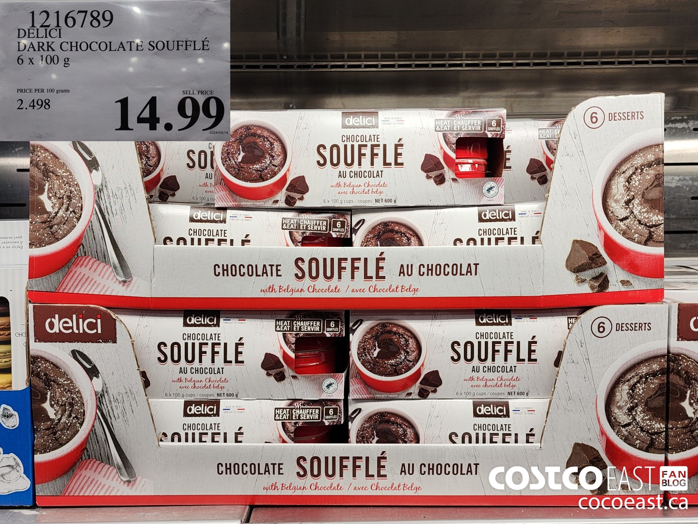 1216789 DELICI DARK CHOCOLATE SOUFFLE 6 x 100 G $14.99