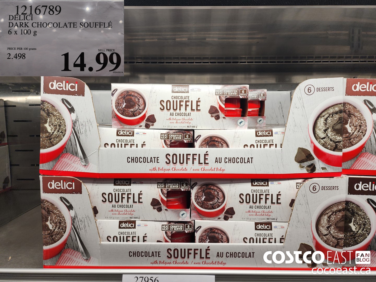 1216789 DELICI DARK CHOCOLATE SOUFFLE 6 x 100 G $14.99