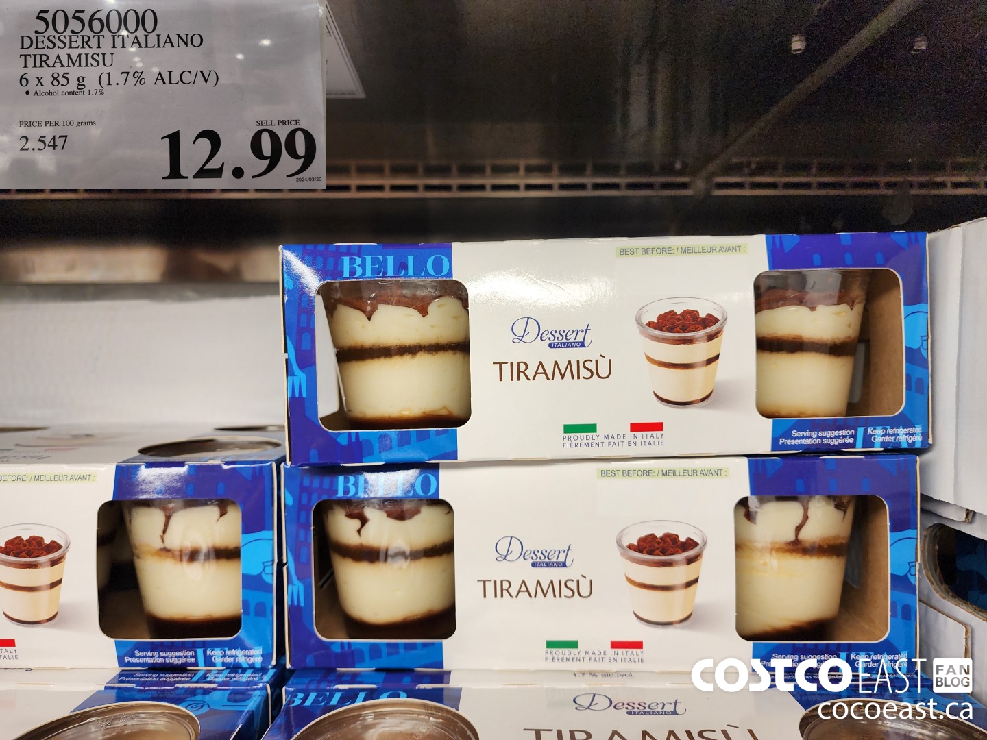 5056000 DESSERT ITALIANO TIRAMISU 6 X 85 G (1.7 ALC/V) $12.99