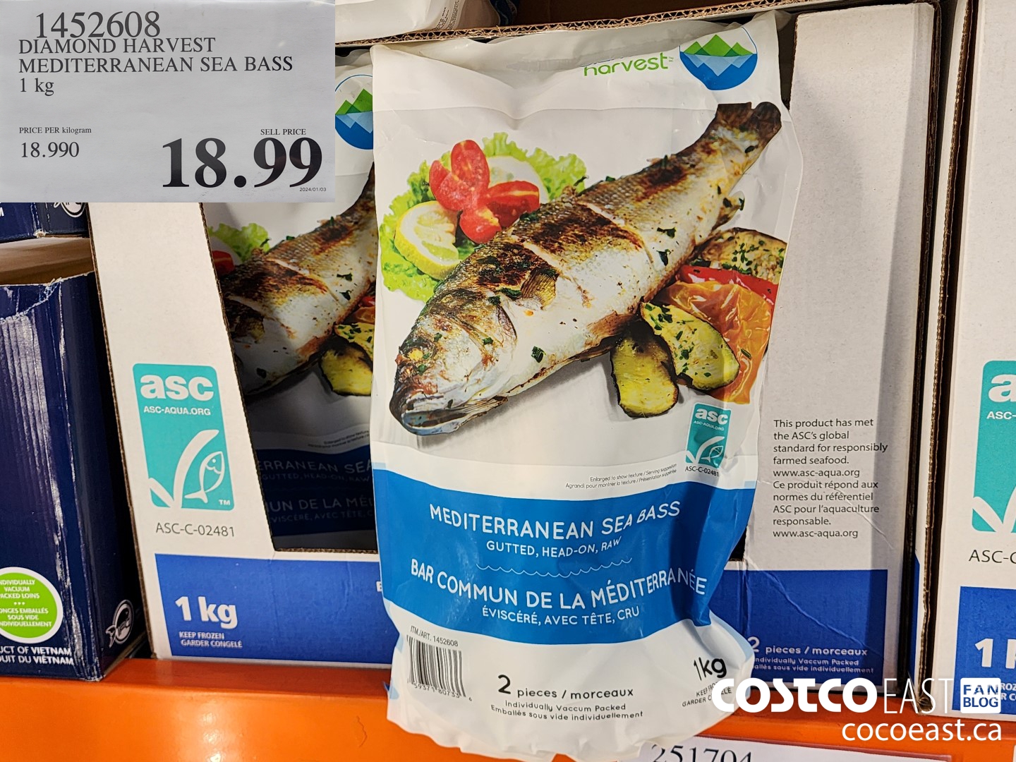 1452608 DIAMOND HARVEST MEDITERRANEAN SEA BASS 1 kg $18.99