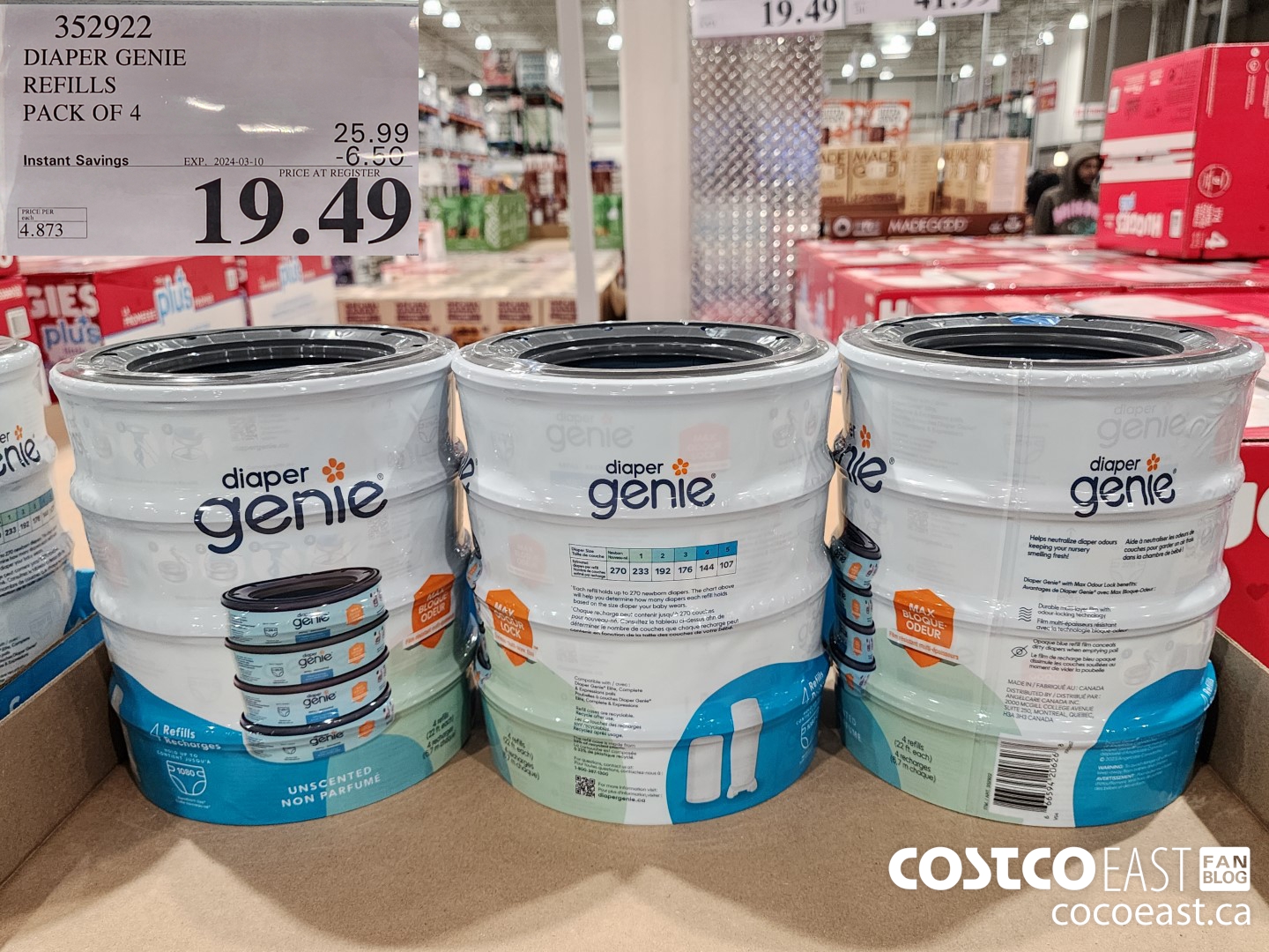 352922 DIAPER GENIE ELITE REFILLS PACK OF 4 ($6.50 INSTANT SAVINGS EXPIRES ON 2024-03-10) $19.49