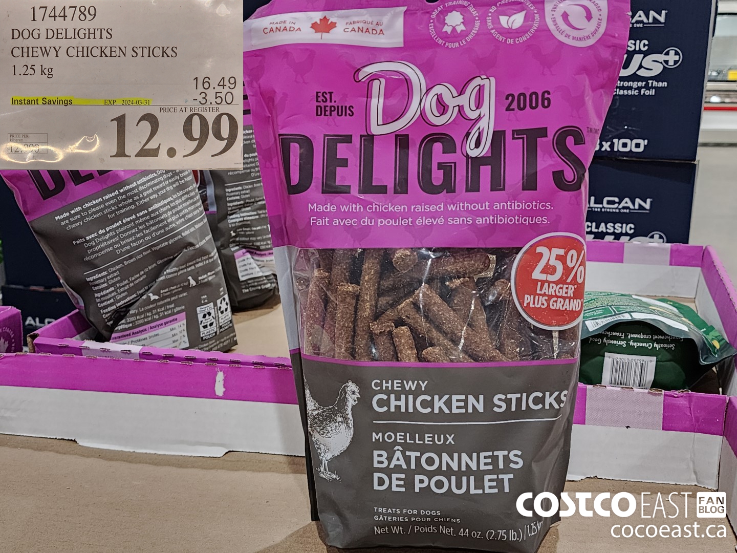 1744789 DOG DELIGHTS CHEWY CHICKEN STICKS 1.25 KG ($3.50 INSTANT SAVINGS EXPIRES ON 2024-03-31) $12.99