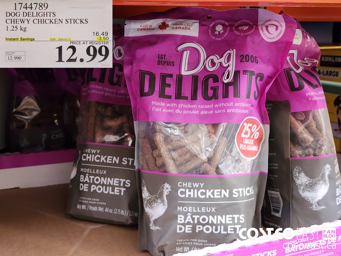1744789 DOG DELIGHTS CHEWY CHICKEN STICKS 1.25 KG ($3.50 INSTANT SAVINGS EXPIRES ON 2024-03-31) $12.99